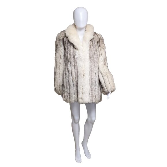 SAGA FOX Natural Blue/Shadow Fox Fur Stroller/Coat - Picture 2 of 12